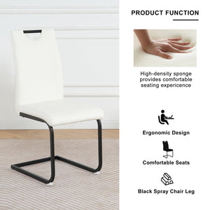 English Elm Modern White Pu Leather Dining Chairs with Black Metal Legs Ergonomic Set of 2 White Pu W210P199091