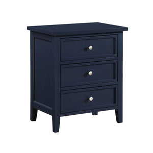 English Elm Luca 3-Drawer Nightstand with Dovetail Drawers and Metal Glides, Tapered Legs, No Assembly Required Dark Blue B050P376949