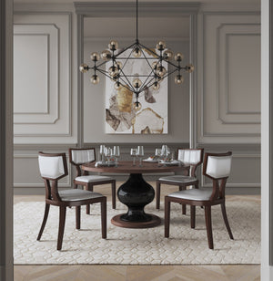 English Elm Pulitzer Wood Vegan Leather Dining Chair Silver Set of 2 — Klismos Design, Solid Beech Frame, 350 lb Capacity B365P397773