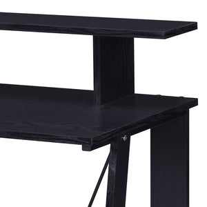 English Elm Nypho Ladder-Base Writing Desk in Black with 2 Drawers, USB & Power Port, Sturdy Metal Crossbar Finish B2726P243690