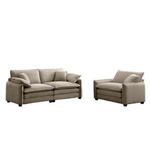 English Elm Modern Two-Piece Living Room Sofa Set In Soft Tan Corduroy - Perfect For Small Spaces & Style! W714S00709