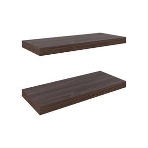 English Elm Ecco 31.5" Floating Shelves Set of 2 in Dark Walnut — Hidden Brackets, Sturdy Modern Storage for Home B070P351139