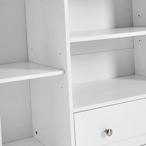 English Elm Sideboard 51" Farmhouse Buffet Cabinet with Glass Doors, Adjustable Shelves, Anti-Tip Storage White Oak W3417P321845