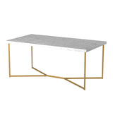 English Elm Walker Edison - Modern Glam Metal And Faux  Marble Coffee Table - Faux White Marble/Gold