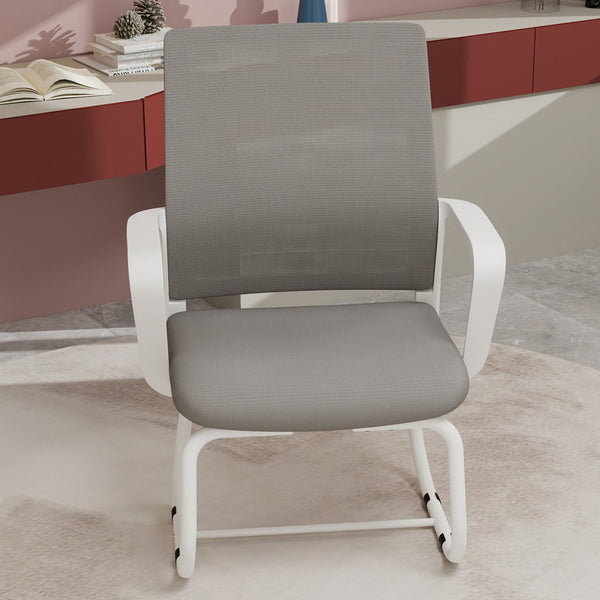 English Elm Minimalist breathable mesh office chair with curved support, cushioned seat, stable iron frame for long workdays White+gray W1935P338541