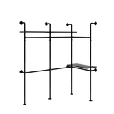 English Elm Industrial Pipe Clothing Rack, Reversible 118.3'' Clothes Rack For Hanging Clothes, Heavy Duty Garment Rack Closet Wardrobe Rack With Led Lights & Shelves, Walk-In Closet System, Black (Three)