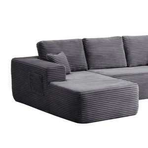 English Elm Lp-black-02-chaise Striped Corduroy Convertible Lounge Chair for Apartments and Dorm Rooms W3975P415763