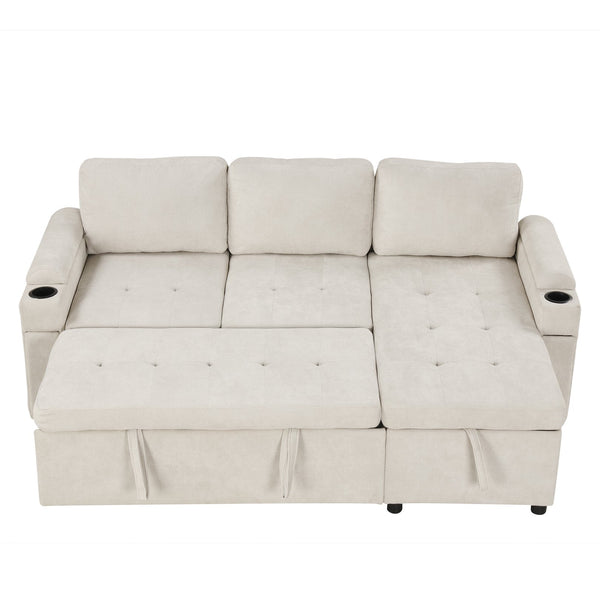 English Elm 83.5" Convertible Sectional Sleeper Sofa with Storage Chaise and Usb Ports N719P237944A