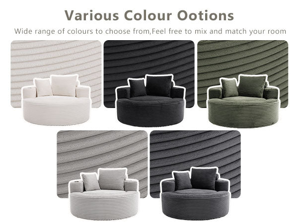 English Elm Round Cloud Sectional Sofa Bed with Memory Foam Cushions for Studio Living Spaces Green W3224P444283