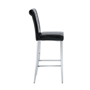 English Elm A Set of 2 Glam Faux Alligator Pvc Barstools with Crystal Buckle Detail W1512P491565