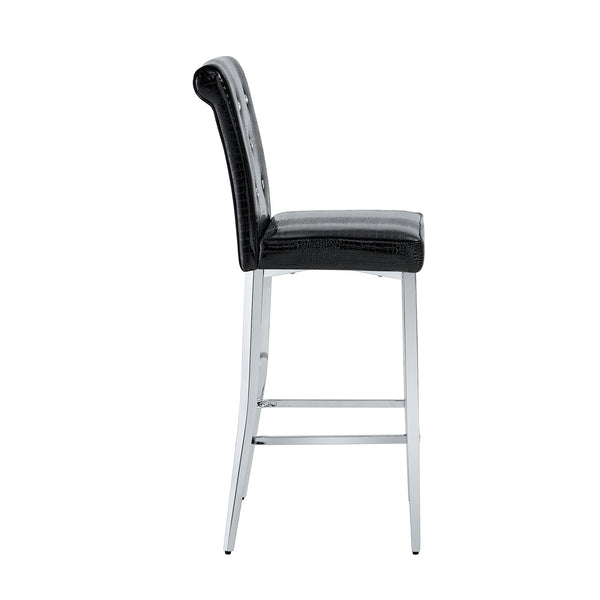 English Elm A Set of 2 Glam Faux Alligator Pvc Barstools with Crystal Buckle Detail W1512P491565