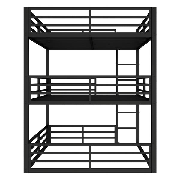 English Elm Queen Metal Triple Bunk Bed - Space-Saving, Heavy-Duty Design With Safety Guardrails For Comfort W1580S00145-GIGA