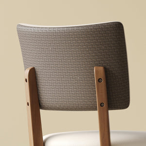 English Elm Solid wood dining chair set of 2 with PU leather seats, ash wood frame, ergonomic comfort, White+Walnut blend elegance W509P342510