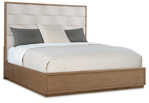 Hooker Furniture Sonnet Sculpted Wave-Headboard Queen Bed With Savile Oatmeal Upholstery And White Oak Veneers 88.75 L x 79.50W x 66.00H 6072-90866-85