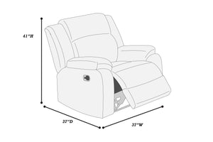 English Elm 1pc Ash Color Motion Recliner Chair with Fur-Like Corduroy Upholstery, Plush Armrests & Manual Recline B011P335291