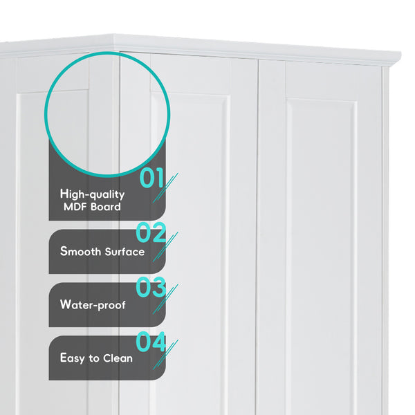 English Elm Storage Compact Two-Door Cabinet with Adjustable Shelf, Anti-Tip Safety, MDF Durability for Home Organizing White WF323346AAK