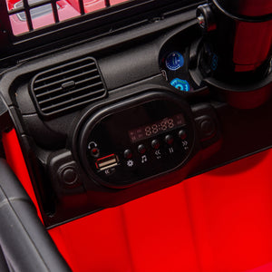 English Elm 24v Kids Ride on Car with Parental Remote Four Wheel Suspension Led Lights Bluetooth Red W1578P235082