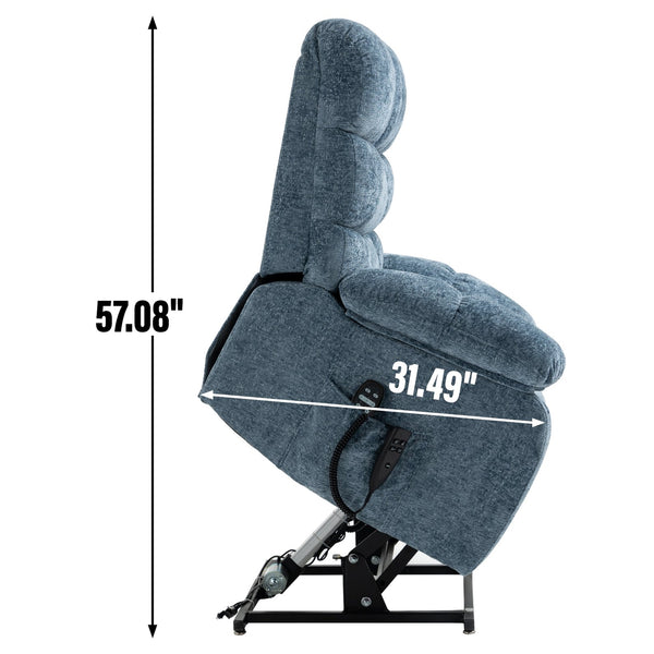 English Elm Lift Recliner Chair Dual Motor Chenille Upholstered with Heat Massage for Living Room W3224P293251