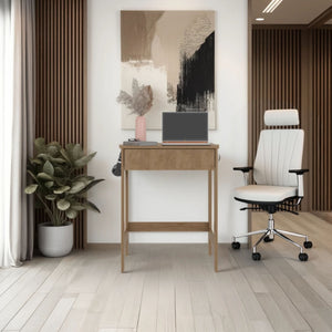 English Elm Light Oak Natural Oak Minimalist Desk with Reinforced Lower Support Bar for Stable Stylish Workspaces B062P380087