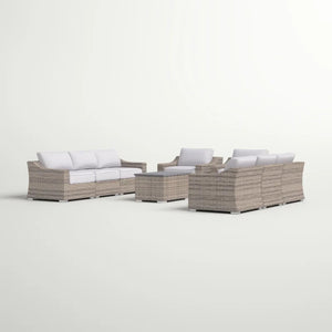 English Elm All-Weather Wicker 8-Piece Modular Patio Sectional Set - Pre-Assembled With Plush Cushions B120S00087