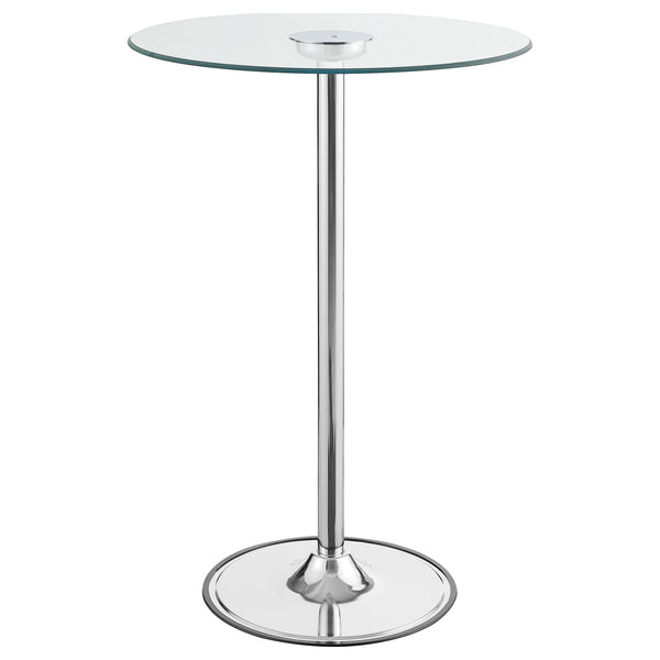 English Elm Indra Chrome Glass Top LED Bistro Bar Table with Dimmable Warm LED, Sturdy Metal Frame, 42" H B062S00666