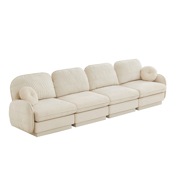 English Elm 137"chenille Cloud Sofa Quilted 4 Seater with Plush Cushions for Modern Living Rooms W714S01753