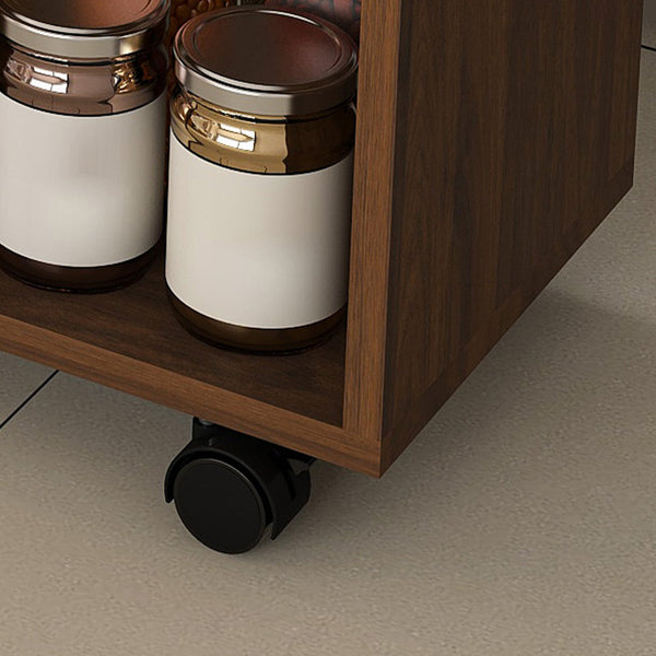 English Elm Multi-functional Folding Desk with Shelved Storage and Casters for Compact Living W2700P437587
