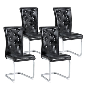 English Elm Modern 9 Piece Glam Dining Set Faux Marble Table Tufted Pvc Chairs Seats Eight Black,Grey W3875S00061