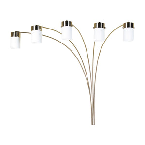 English Elm 84" 5-Head Floor Lamp Brushed Nickel with Marble Base, White Oval Shades, Metal Silver Pedestal LED Ready B072S00003