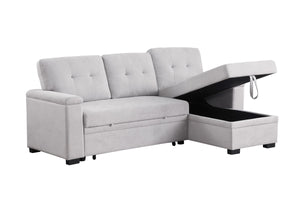 English Elm Jardin Woven Beige Sectional Sleeper Sofa with Reversible Storage Chaise for Living Rooms B2749S00247