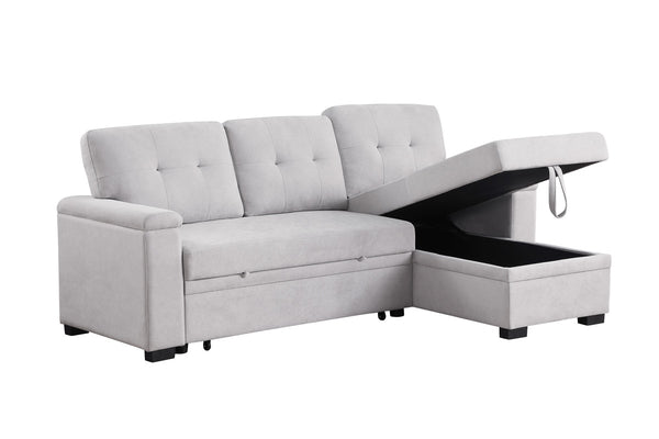 English Elm Jardin Woven Beige Sectional Sleeper Sofa with Reversible Storage Chaise for Living Rooms B2749S00247