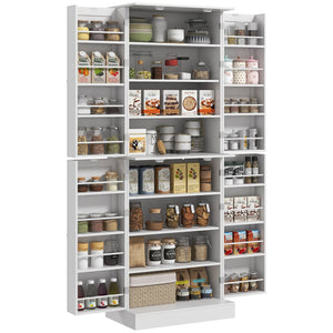 English Elm Homcom 65" Freestanding Kitchen Pantry Cabinet - Modern Storage With Adjustable Shelves & Safety Features W2225P229291