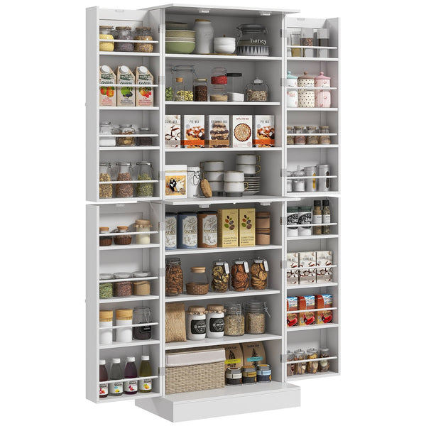 English Elm Homcom 65" Freestanding Kitchen Pantry Cabinet - Modern Storage With Adjustable Shelves & Safety Features W2225P229291