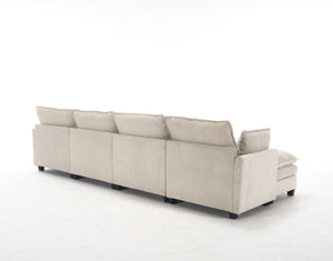 English Elm Oversized Modular U-Shaped Velvet Sofa: Luxurious 4-Seat Couch With Ottomans & Pillows W2705S00022-GIGA