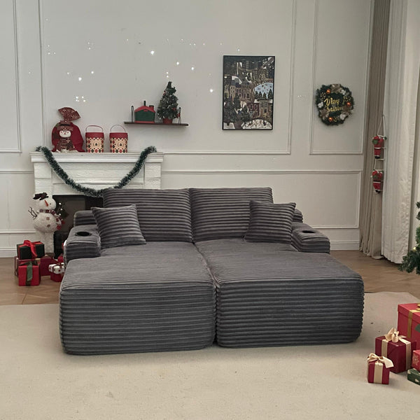 English Elm New-69"cloud Sectional Sofa Double Chaise Deep Seat Plush Fabric Modern Living Room W3975P500739