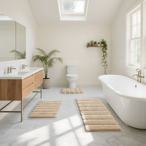 JLA Home Madison Park - Rug Madison Park Tufted Pearl Channel Bath Rug — Soft Macro-Spin Polyester, Machine Washable, Luxe Texture Wheat MP72-5103