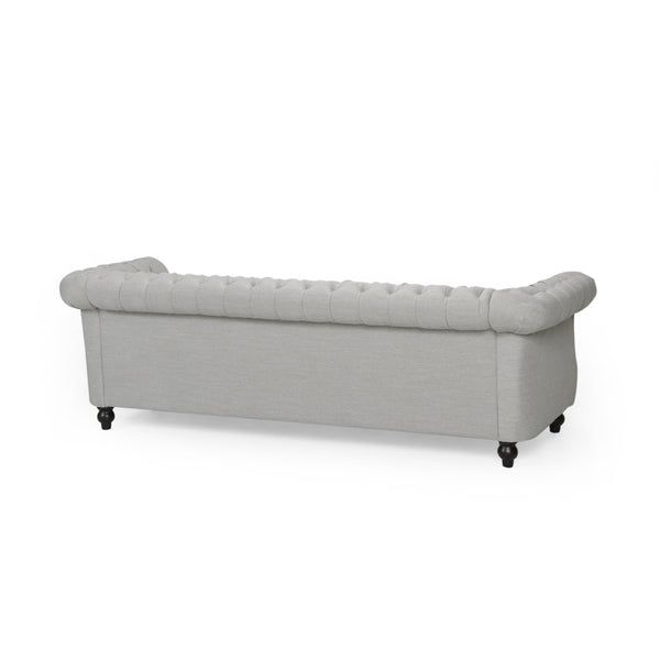 English Elm Christopher Knight Home® - 3 Seater Chesterfield Sofa with Button Tufted Diamond Stitch, Nailhead Accents & Scrolled Arms - Low Profile Grey N771P262584D