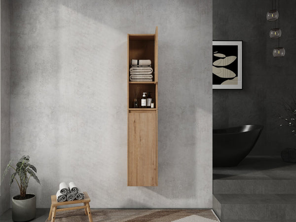 English Elm 12" Bathroom Side Cabinet - Modern Float Mount, Soft Close Doors & Reversible Design For Space-Saving W999S00375