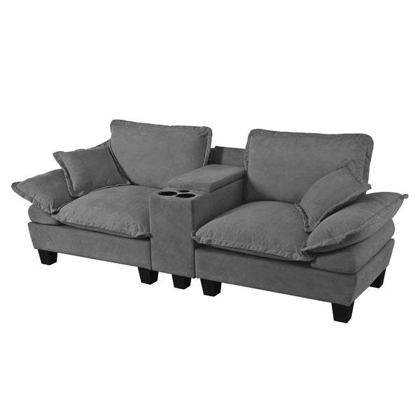 English Elm Modular Cloud Sofa Chenille L-shape with Storage Cup Holders and Usb for Living Room W3163S00108