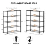 Hearth and Haven Yoke Five Layer Storage Rack with Wheels and Metal Frame, Black W1668P162573