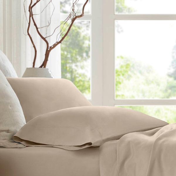 English Elm 4 Piece Queen Sateen Sheet Set - Luxurious Egyptian Cotton, Deep-Pocket, Easy Care Bedding Essentials B035P381332