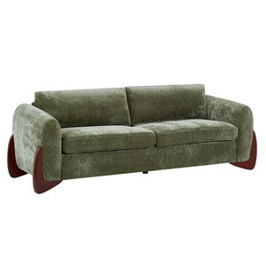 English Elm Christopher Knight Home® - 89"L Olive Green Chenille Sofa – Stylish Comfort For Compact Spaces, Durable Construction & Pillows N771P345832L_N771P345833L