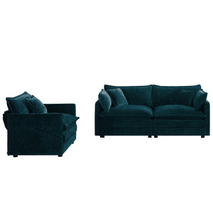 English Elm 2 Piece Chenille Upholstered Loveseat and Accent Chair Set for Modern Living Rooms W714S00593