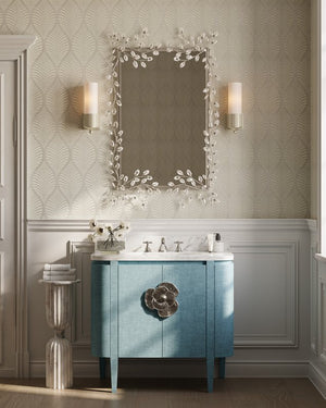 Currey & Company Forget-me-not Rectangular Mirror - Elegant Crystal-embellished Frame With Luxurious Beveled Edge Design Silver Crystal ,Metal ,Glass 1000-0162-currey-company