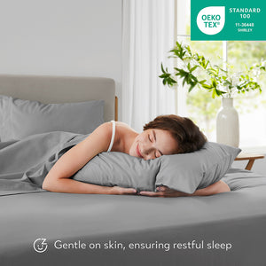 JLA Home 510 Design - 100% Cotton Breathable Sheet Set OEKO-TEX Certified — Soft, Durable, Machine Washable for Year-Round Sleep AM20-0348