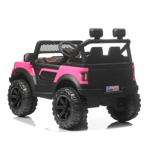 English Elm Kids 12v Dual Motor Off Road Ride on Truck with Remote Control Led Lights and Swing Pink W1760P426764