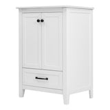 English Elm 24" Bathroom Vanity With Sink, Bathroom Vanity Cabinet With One Drawer and Doors, Solid Wood and Mdf, White