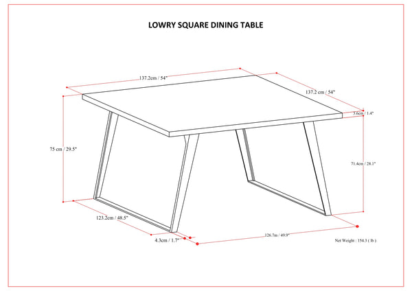 English Elm Lowry Square Dining Table - Handcrafted Walnut & Metal Centerpiece For Modern Dining Spaces, 8 Seats B136P266905