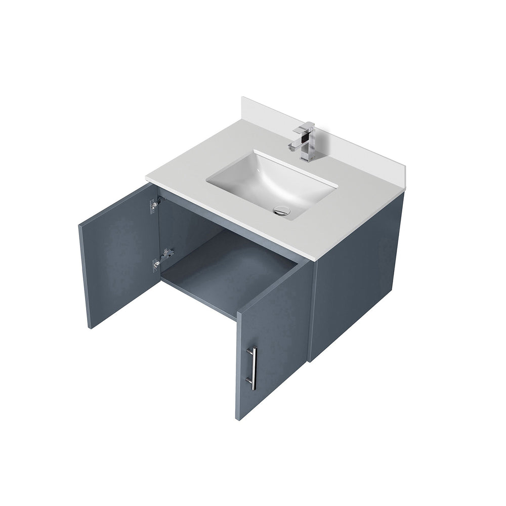 English Elm Dark Grey 30 in Bath Vanity with White Quartz Top, Soft-Close Storage & Chrome Faucet Set Deluxe B2731P258574