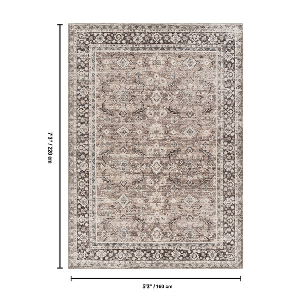 English Elm Majestic Traditional Brown Area Rug Stain Resistant Polyester for Living Rooms B186P428857